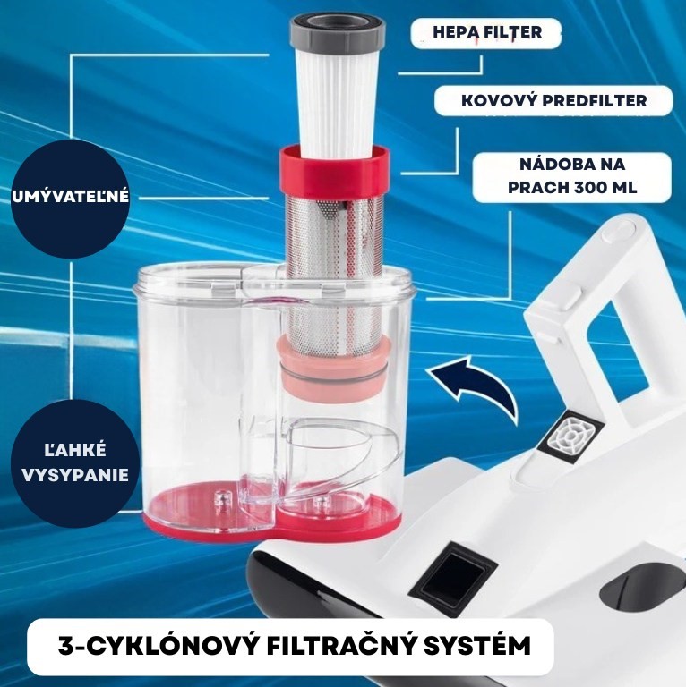 CleanMaxx Cyklónový sterilizačný a dezinfekčný vysávač s UV-C svetlom DES-15061 (6)
